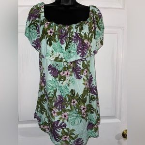 Perch By Blu Pepper Off Shoulder Floral Tropical Print Top